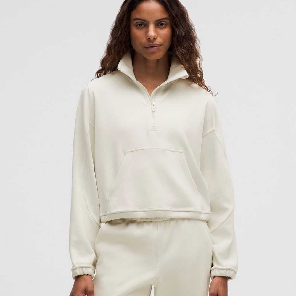 NWT Lululemon Brushed Softstreme Half Zip in Bone Size 8
